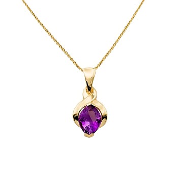 9ct Gold Amethyst Pendant with Chain